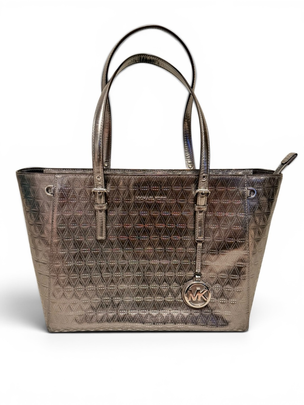 Michael Kors Metallic Silver Quilted Tote - Picture 6 of 12